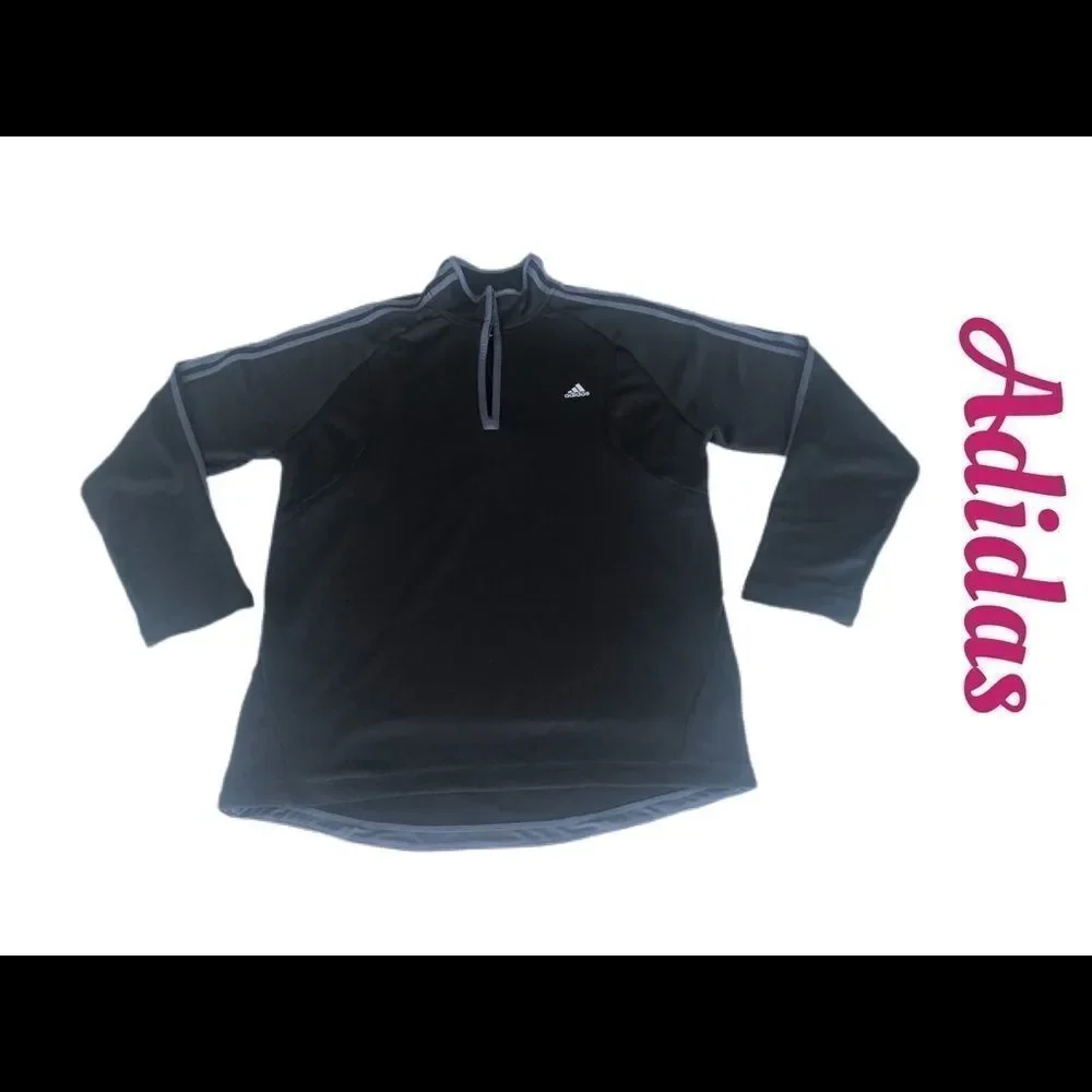 Adidas 1/4 Zip Up Black Athletic Pullover Sz XL - Picture 1 of 7